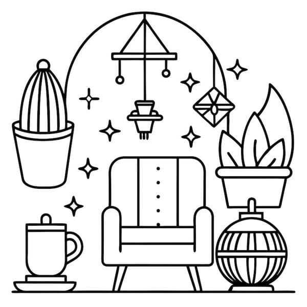 tranh tô màu đồ dùng gia đình 4