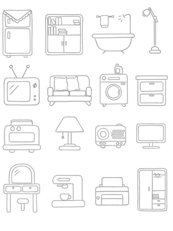 tranh tô màu đồ dùng trong gia đình