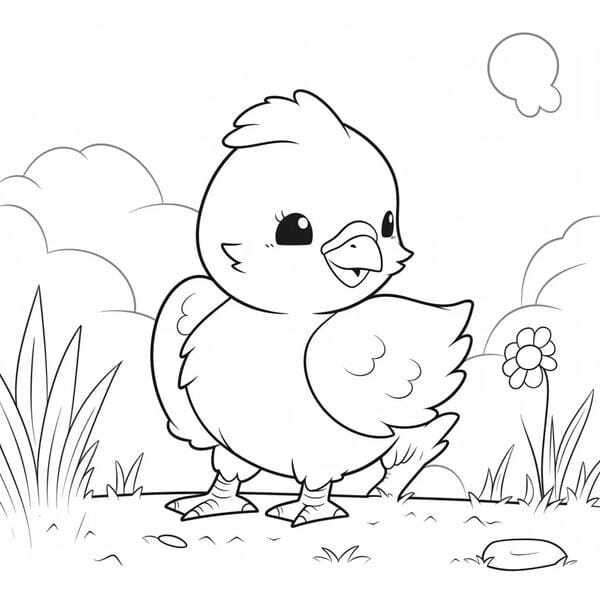 tranh tô màu gà con