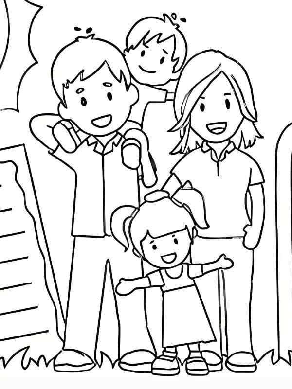 tranh tô màu gia đình 4 người 10
