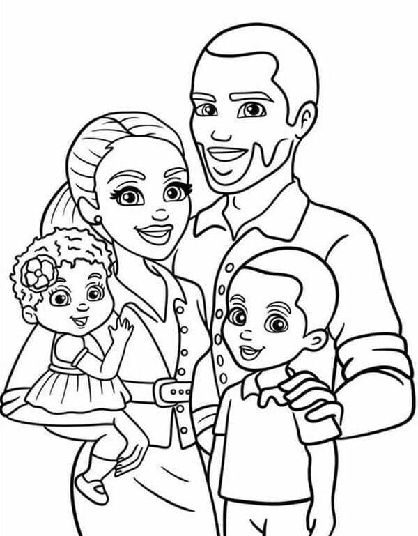 tranh tô màu gia đình 4 người 24