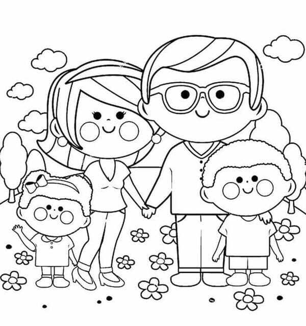 tranh tô màu gia đình 4 người 25