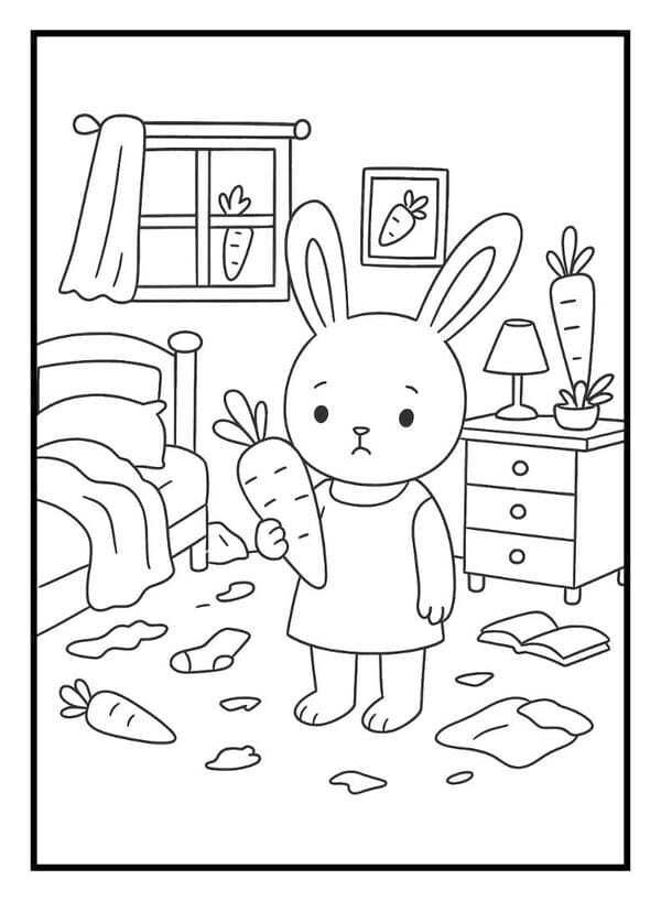 tranh tô màu hình con thỏ cho bé