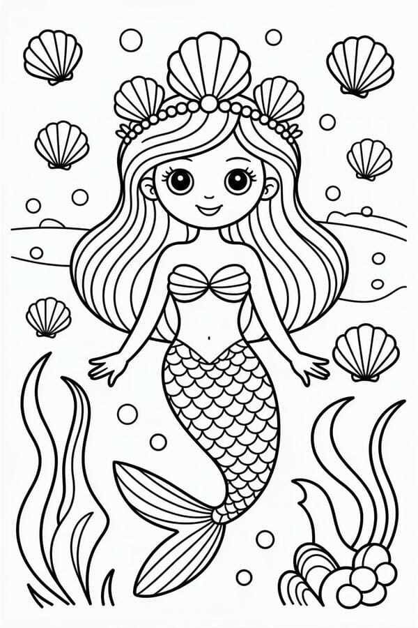 tranh tô màu nàng tiên cá 18