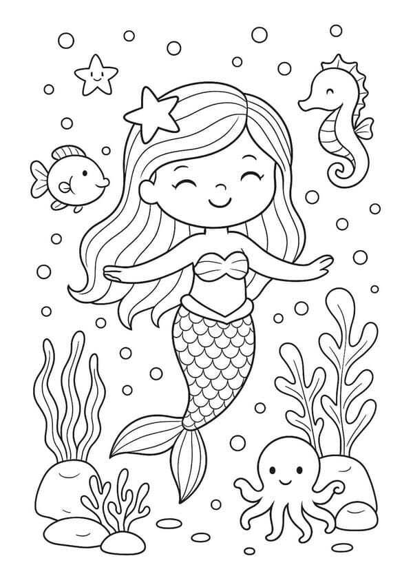 tranh tô màu nàng tiên cá 3