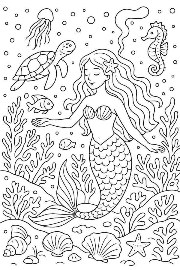 tranh tô màu nàng tiên cá 5