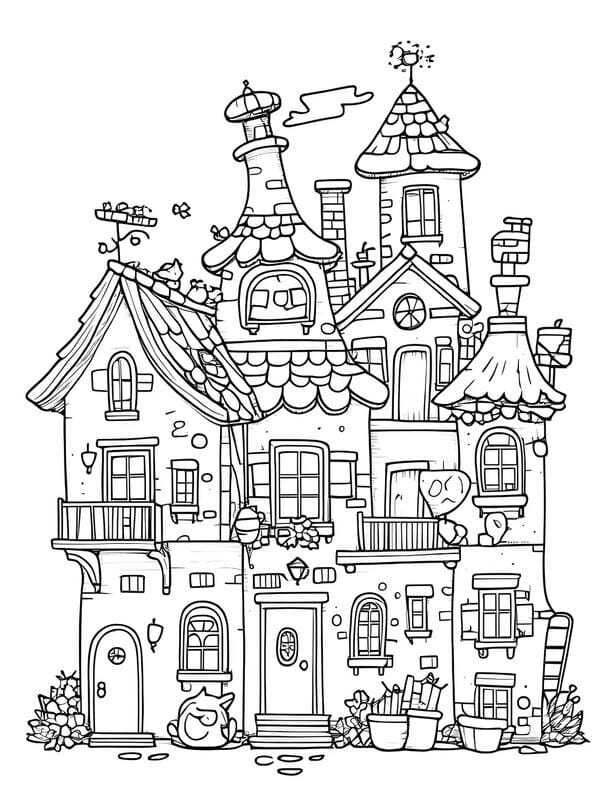 tranh tô màu ngôi nhà cao tầng 19