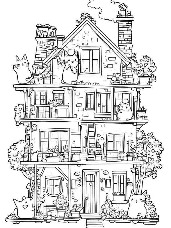 tranh tô màu ngôi nhà cao tầng 21