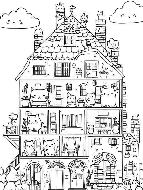 tranh tô màu ngôi nhà cao tầng 9