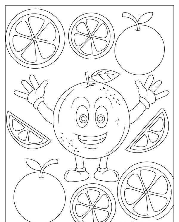 tranh tô màu quả cam 9