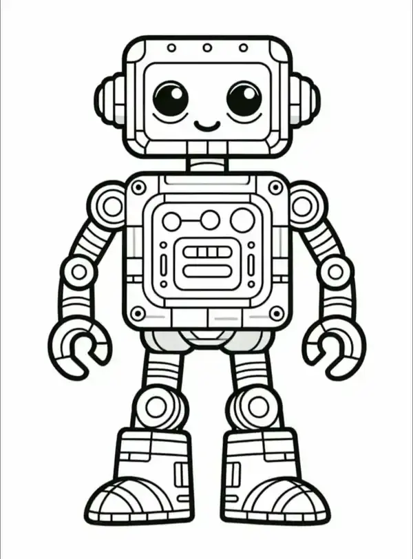 Tranh tô màu robot dễ thương dành cho bé yêu thích công nghệ