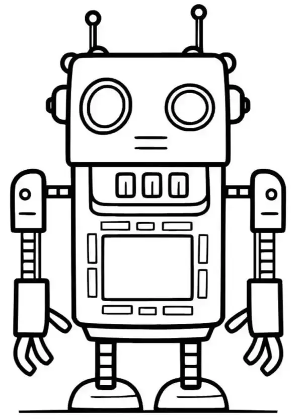Hình tranh tô màu robot phong cách hoạt hình đẹp mắt