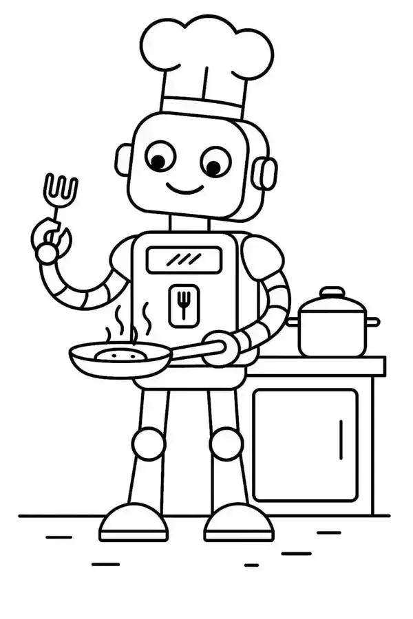 Hình ảnh tranh tô màu robot dễ thương cho bé mầm non