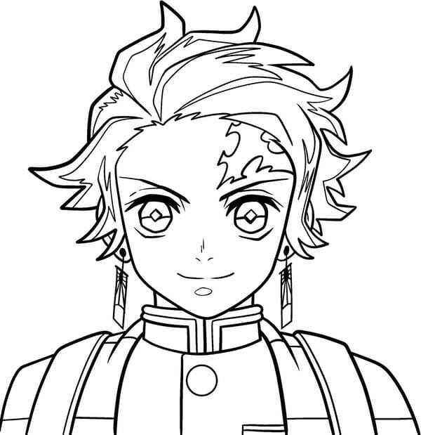 tranh tô màu tanjiro 1