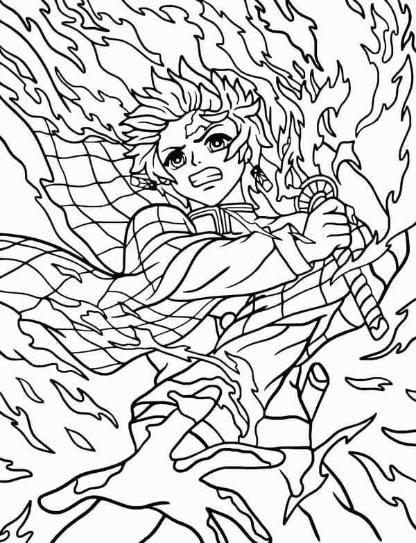 tranh tô màu tanjiro 14