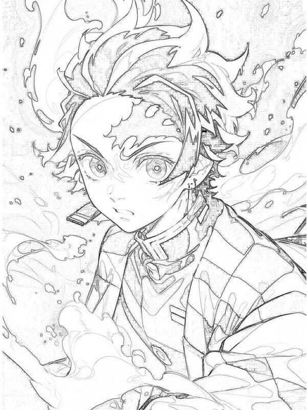 tranh tô màu tanjiro 22
