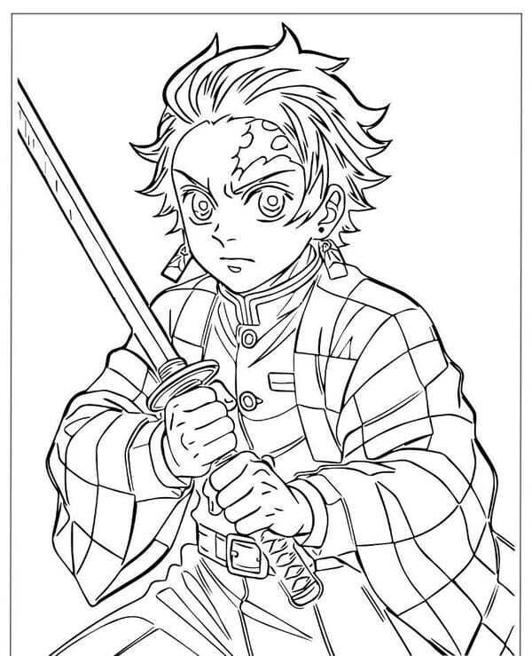 tranh tô màu tanjiro 3