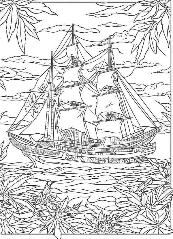 tranh tô màu tàu thủy 1