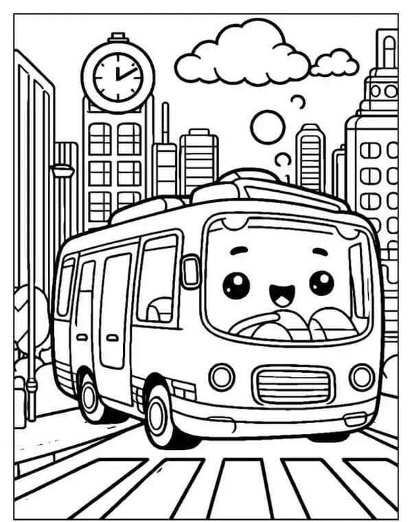 tranh tô màu xe buyt 1