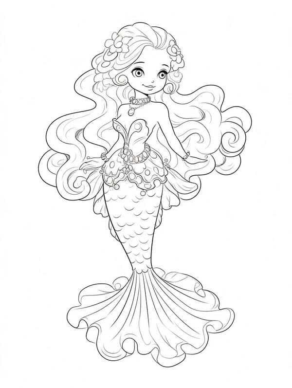 tranh tô màu nàng tiên cá cho bé