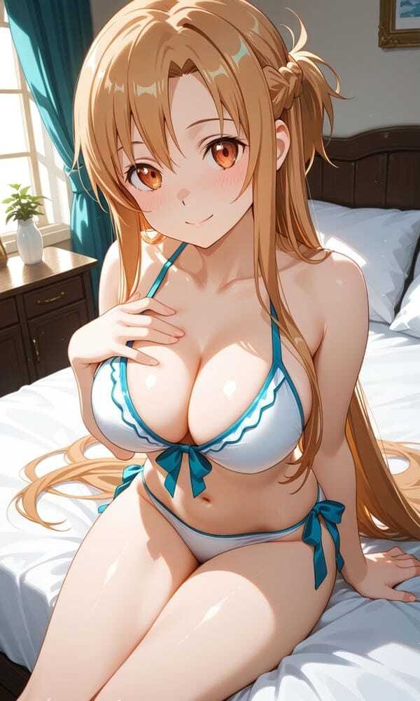 Ảnh gái anime mặc bikini dưới ánh nắng vàng
