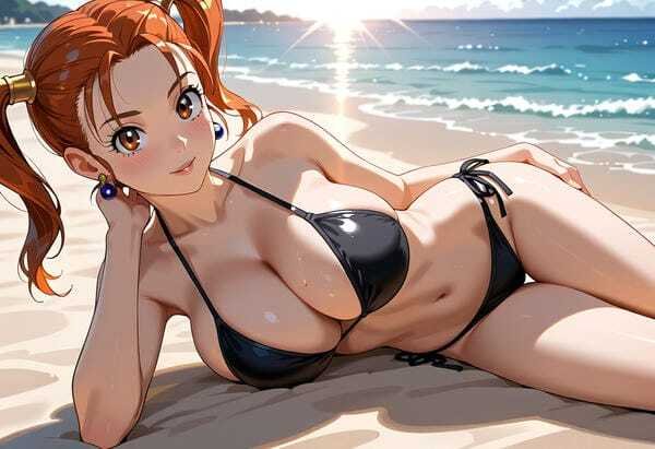 Ảnh gái xinh anime mặc bikini đi biển