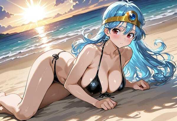 Gái anime bikini đi biển dễ thương