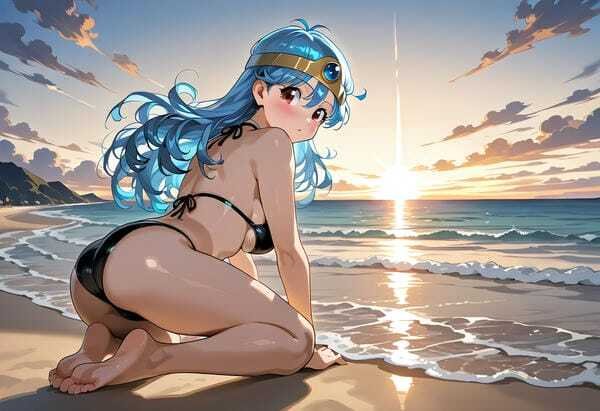 Ảnh gái anime bikini bên bờ biển
