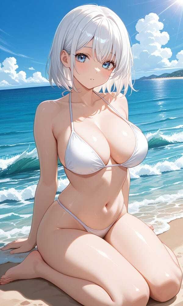 ảnh gái xinh anime mặc bikini đi biển 32