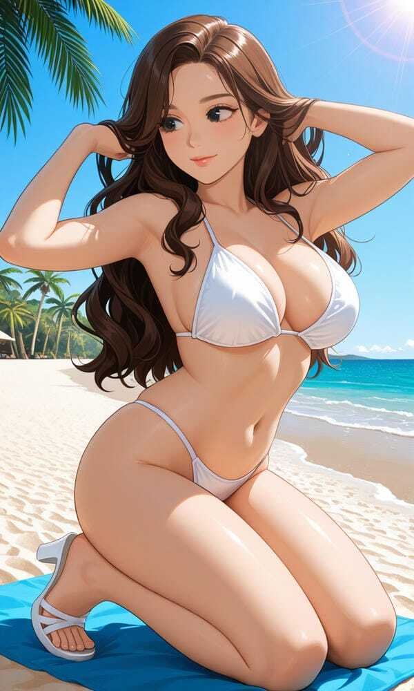 ảnh gái xinh anime mặc bikini đi biển 36
