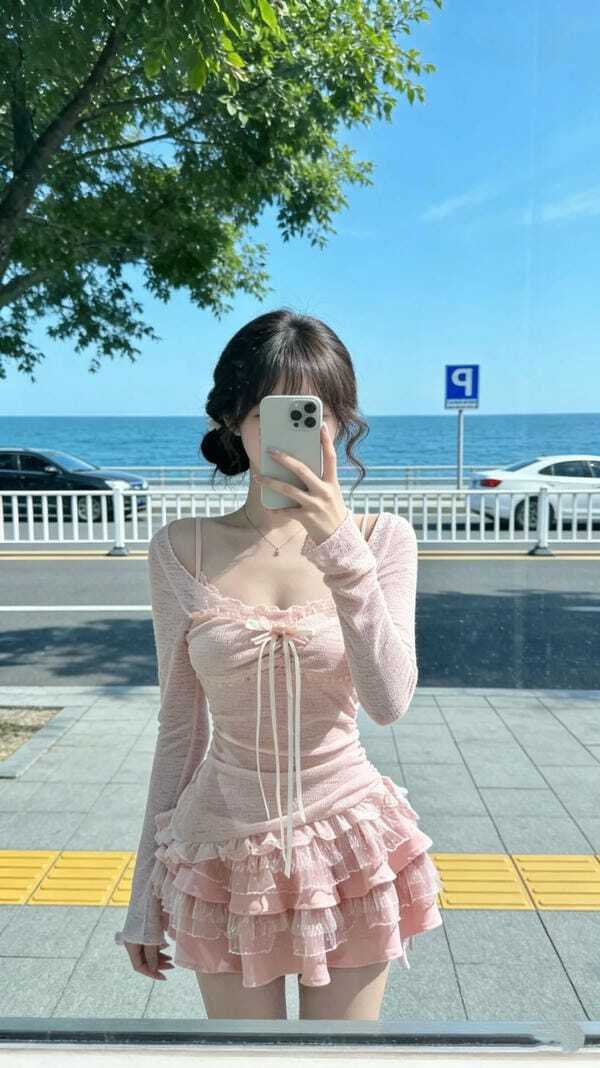 ảnh gái xinh mặc pinky