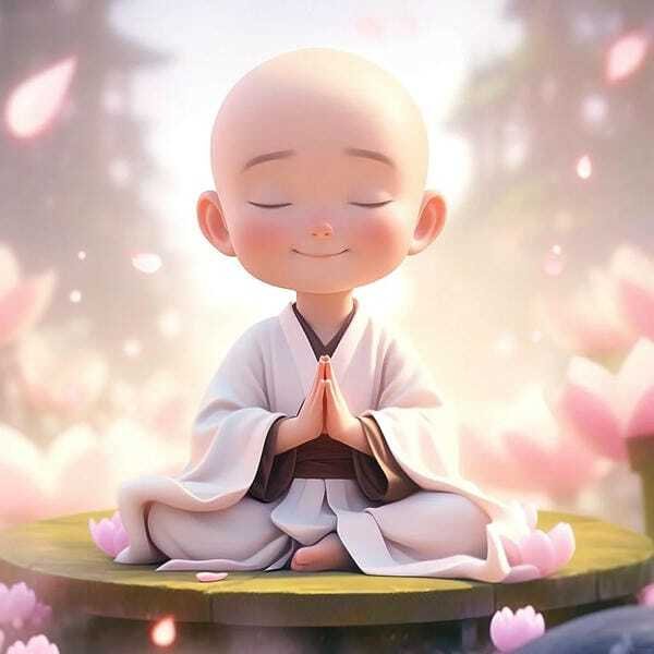 Avatar chú tiểu cầm chuỗi hạt bình an