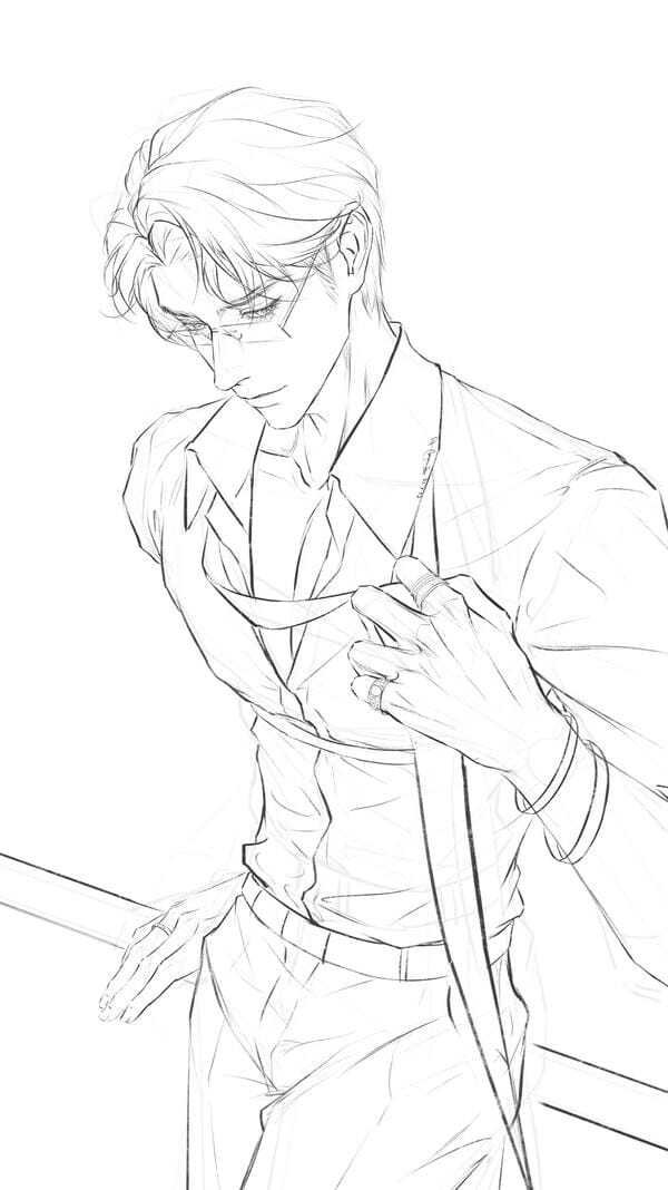 ảnh anime nam trắng đen 1