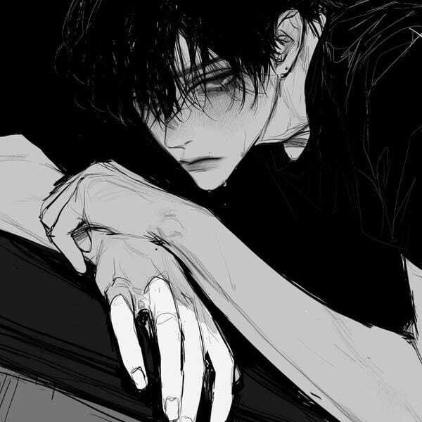 ảnh anime nam trắng đen 10
