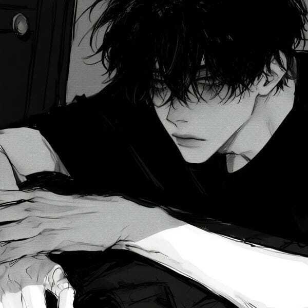 ảnh anime nam trắng đen 11