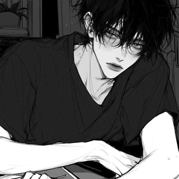 ảnh anime nam trắng đen 12