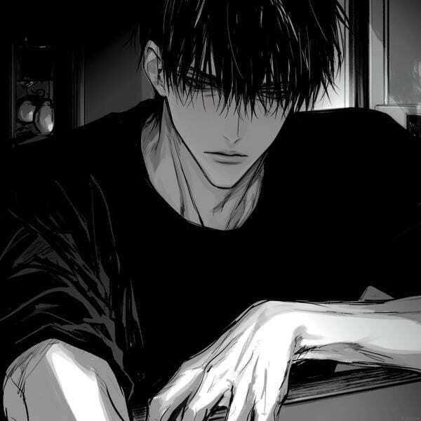 ảnh anime nam trắng đen 13