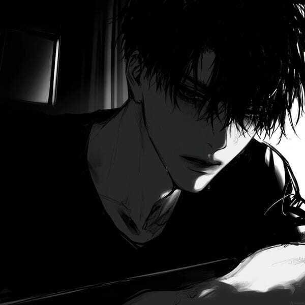 ảnh anime nam trắng đen 16