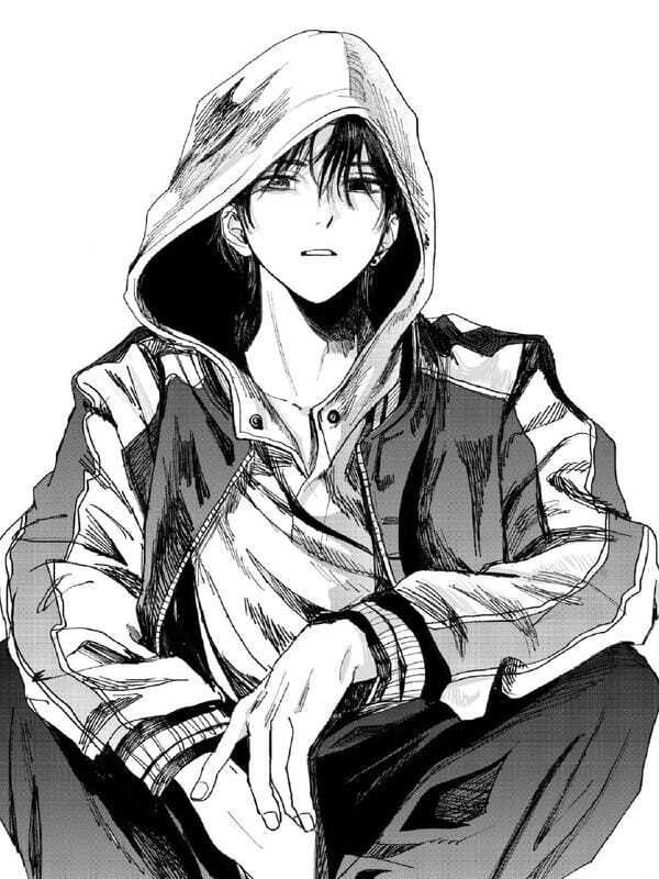 ảnh anime nam trắng đen 18