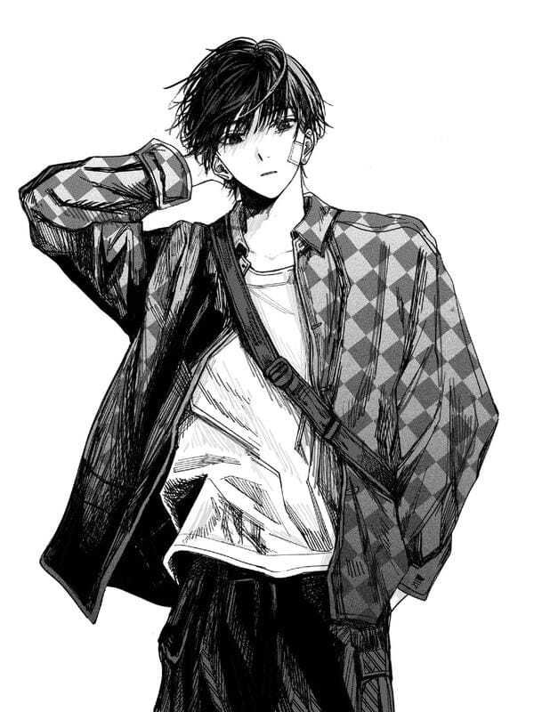 ảnh anime nam trắng đen 19