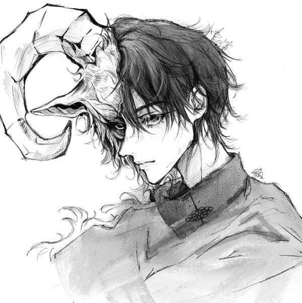 ảnh anime nam trắng đen 2
