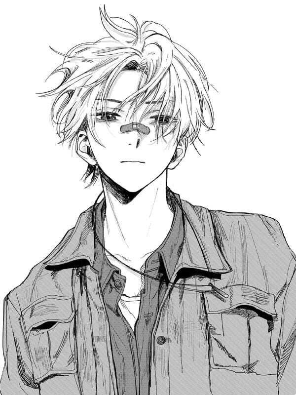 ảnh anime nam trắng đen 20