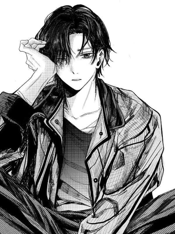 ảnh anime nam trắng đen 23