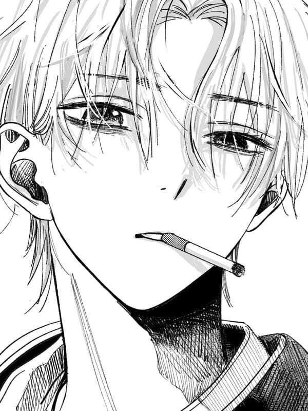 ảnh anime nam trắng đen 26