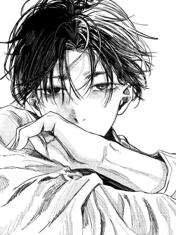 ảnh anime nam trắng đen 27