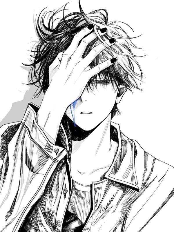 ảnh anime nam trắng đen 28