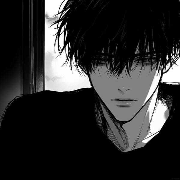 ảnh anime nam trắng đen 3