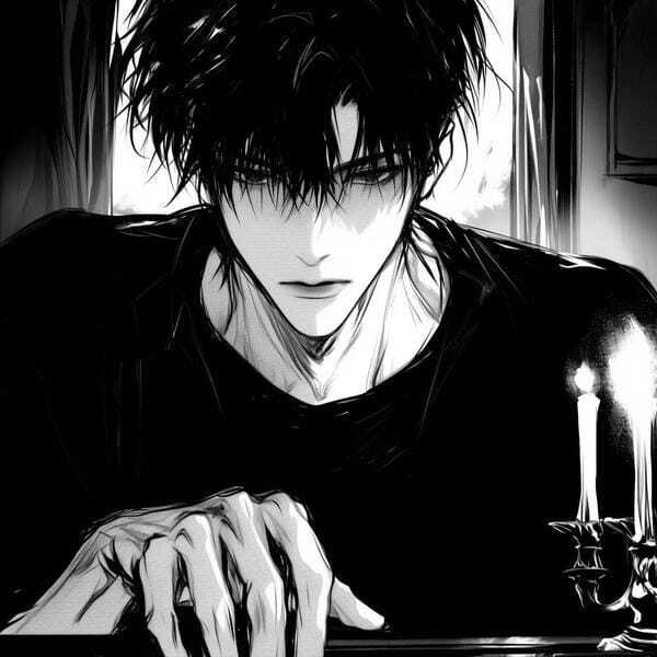 ảnh anime nam trắng đen 4