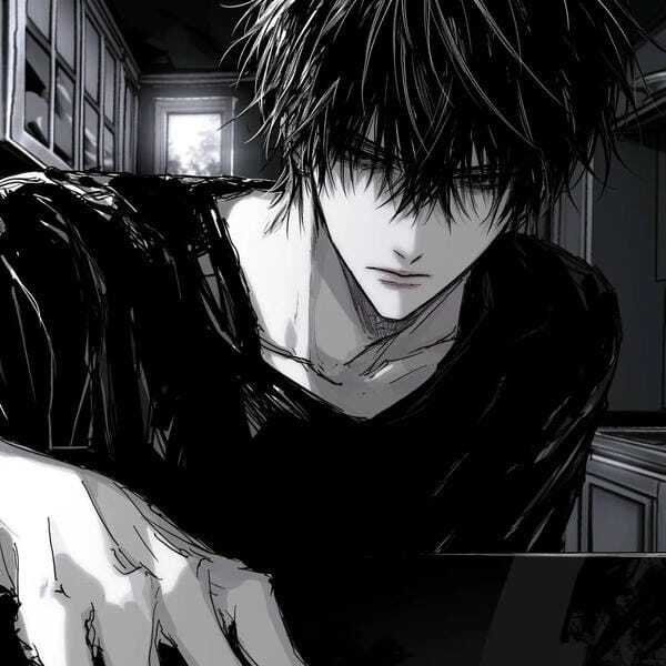 ảnh anime nam trắng đen 6