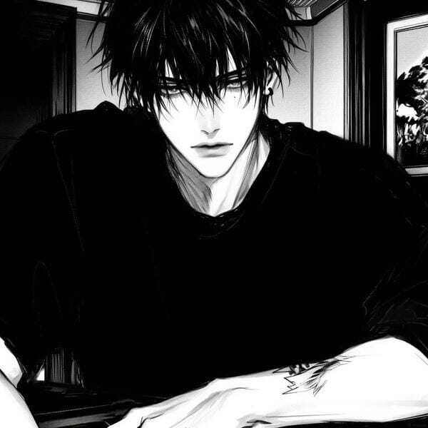ảnh anime nam trắng đen 8